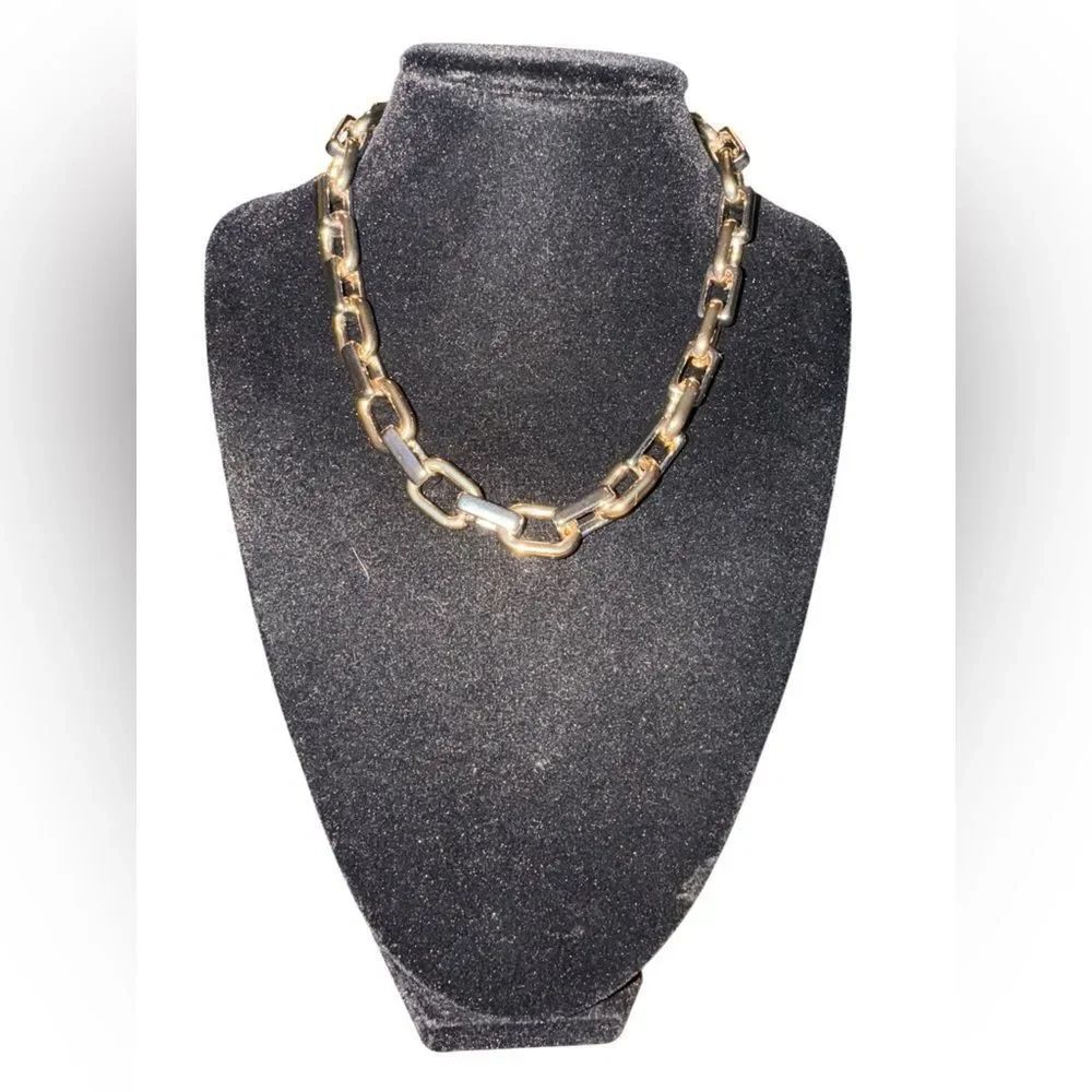 On 34th Chunky Gold & Silver Chain Necklace. 16”+2” extender